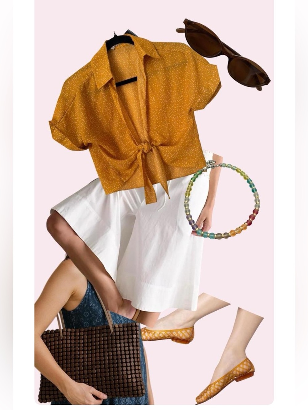 Urban Outfitters Yellow Polka Dot Tie Front Blouse